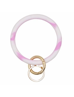Mwfus Bangle Key Ring Keychain Bracelet, Round Silicone Wristlet Keychain Holder for Women Girls