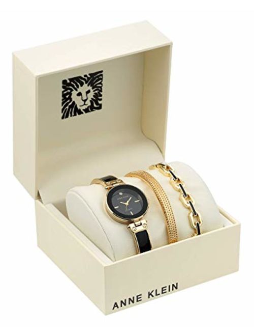 Anne Klein Women's Genuine Diamond Dial Watch and Bracelet Set, AK/3346