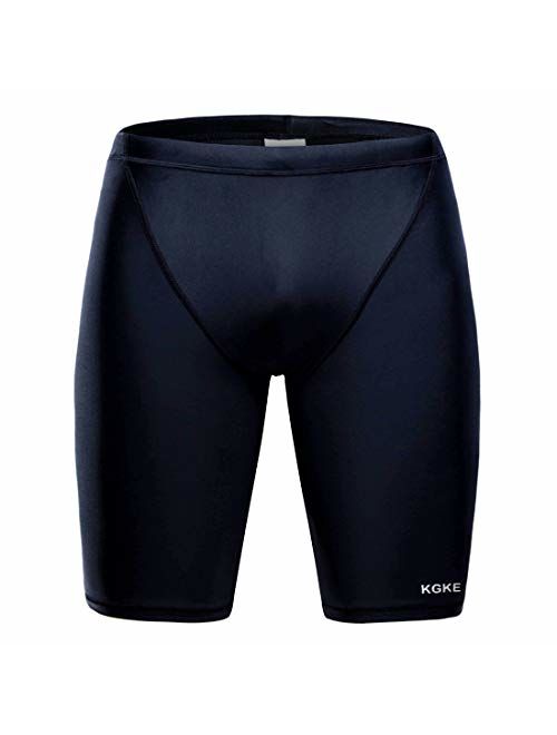 KGKE Men's Swim Jammers Compression Fashion Print Jammer Swimsuit Swim Boxer Long