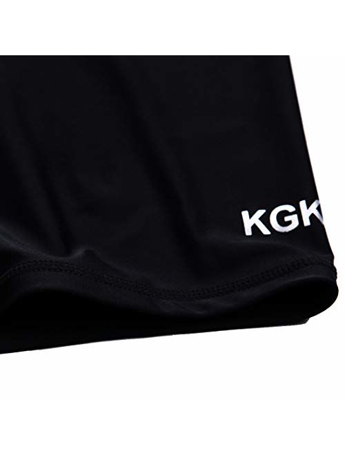 KGKE Men's Swim Jammers Compression Fashion Print Jammer Swimsuit Swim Boxer Long