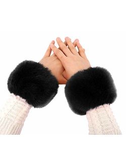 Simplicity Women's Winter Faux Fur Short Wrist Cuff Warmers