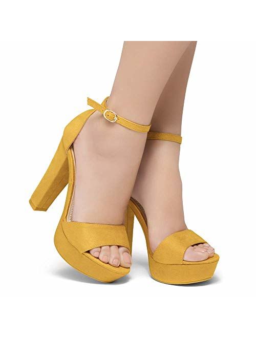 Herstyle Island Women's Open Toe Ankle Strap Chunky Platform Dress Heel Sandal