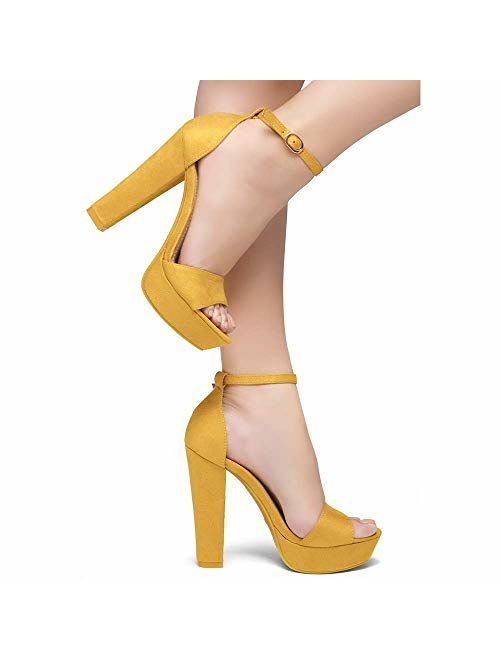 Herstyle Island Women's Open Toe Ankle Strap Chunky Platform Dress Heel Sandal