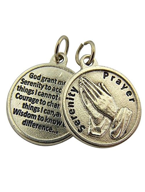 Religious Gifts Silver Toned Base Catholic Saint Medal with Prayer Protection Pendant, 3/4 Inch