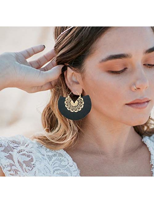Tassel Hoop Earring, Statement Thread Dangle Earrings Stylish Long Fringe Drop Earrings Lightweight Long Swingy French Hook Earrings for Women Girls