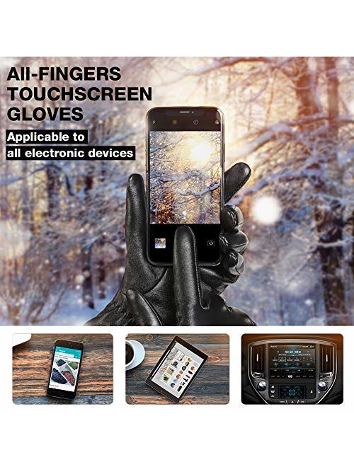Vislivin Full-Hand Womens Touch screen Gloves Genuine Leather Gloves Warm Winter Texting Driving Glove