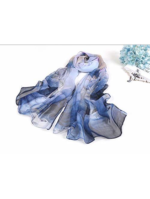 Print Silk Feeling Scarf Fashion Scarves Lightweight Shawl Scarf Sunscreen Shawls for Womens