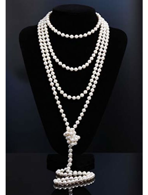 BABEYOND Vintage 1920s Gatsby Imitation Pearl Choker Necklace 20s Art Deco Flapper Accessories for Women White