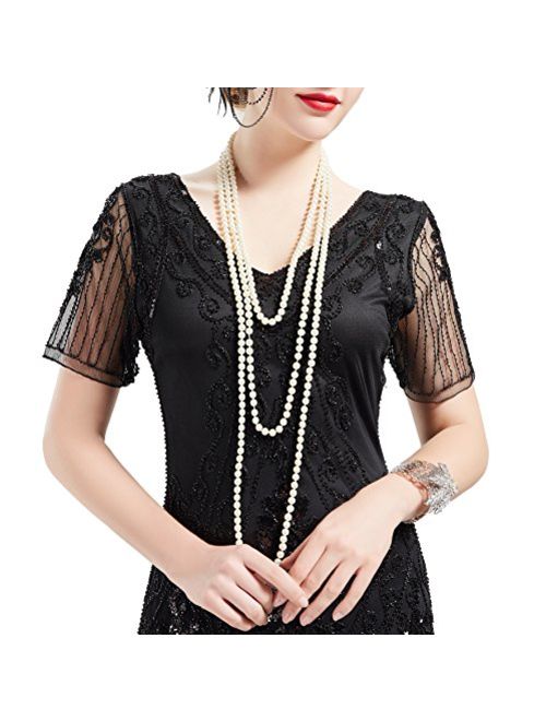 BABEYOND Vintage 1920s Gatsby Imitation Pearl Choker Necklace 20s Art Deco Flapper Accessories for Women White