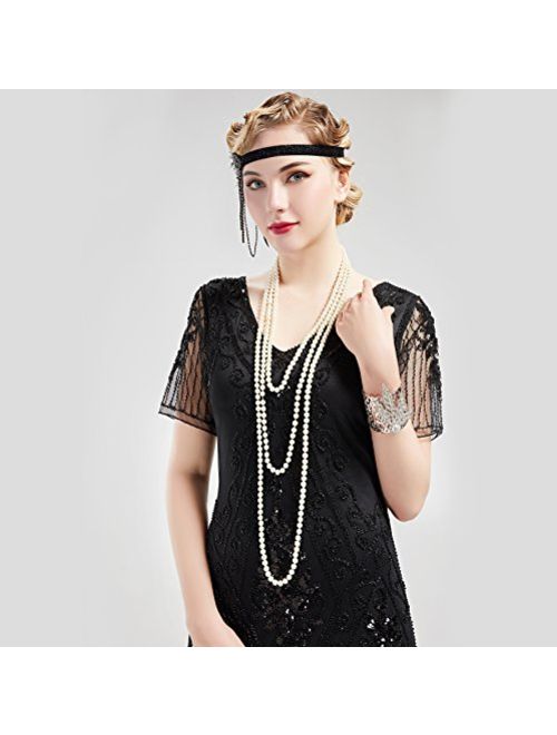 BABEYOND Vintage 1920s Gatsby Imitation Pearl Choker Necklace 20s Art Deco Flapper Accessories for Women White