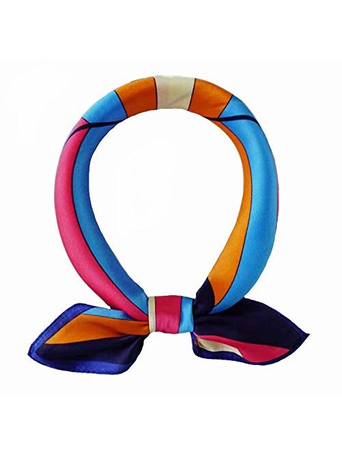 100% Small Square Pure Mulberry Silk Scarf -21'' x 21''- Breathable Lightweight Neckerchief -Digital Printed Scarf