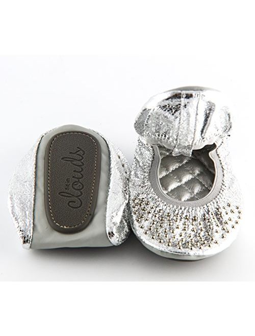 Fit in Clouds Stud Embellished Portable Foldable Ballet Flats with Carry Pouch