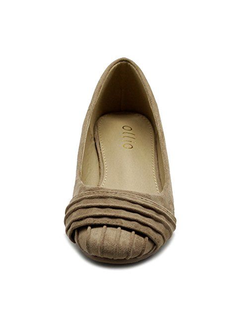 Ollio Women's Shoes Faux Suede Pleated Muliti Color Comforts Ballet Flat