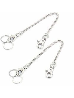 Wisdompro Keychain, 2 Pack Heavy Duty Pocket Keychain Chain with Lobster Clasp and 2 Keyrings for Jeans Pants
