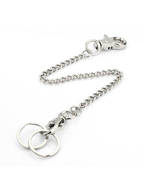 Wisdompro Keychain, 2 Pack Heavy Duty Pocket Keychain Chain with Lobster Clasp and 2 Keyrings for Jeans Pants