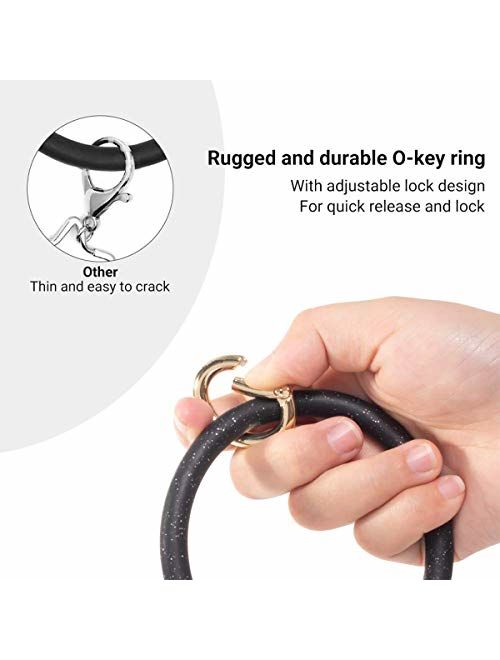 AnnabelZ Keychain Bracelet Wristlet Bangle Silicone Key Holder Round Keyring Tassel Key Ring Chain for Women Girls