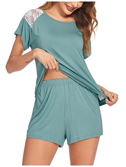Women's Pajama Set Short Sleeve Sleepwear Pjs Sets Ladies 2-Piece Nightwear(S-XXL)