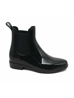 Mobesano Women's Ladies Shiny Short Ankle High Rain Winter Boots Booties Slip On