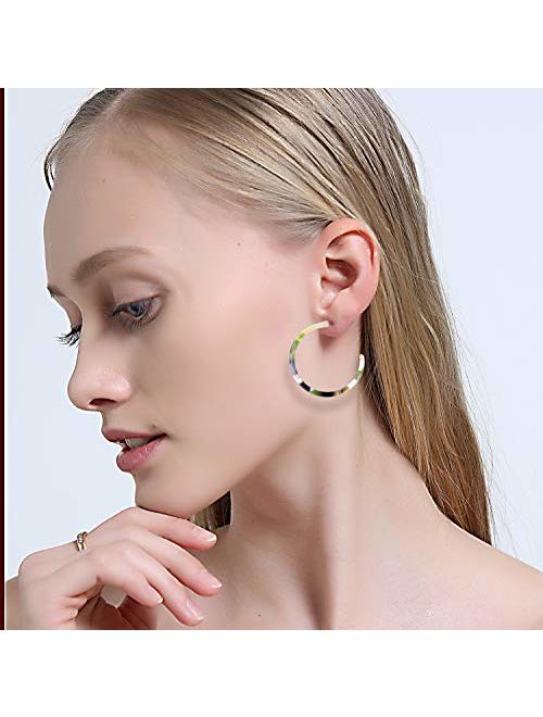 TAMHOO 6-12 Pairs Leopard Hoop Earings Lightweight Bohemia Statement Hoops Acrylic Resin Round Circle Drop Dangle Ecetate Earrings Green Pink Red for Tweens