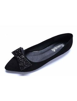 CANPPNY Comfortable Classic Flats Women's Shoes Bow Slip On Ballet Flats Dres.