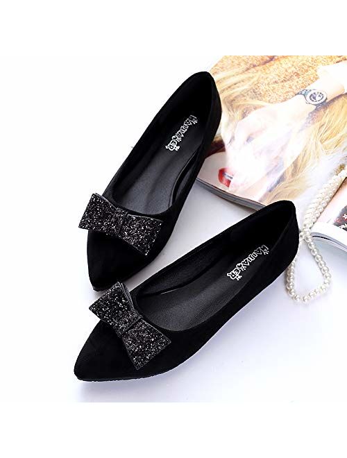 CANPPNY Comfortable Classic Flats Women's Shoes Bow Slip On Ballet Flats Dres.