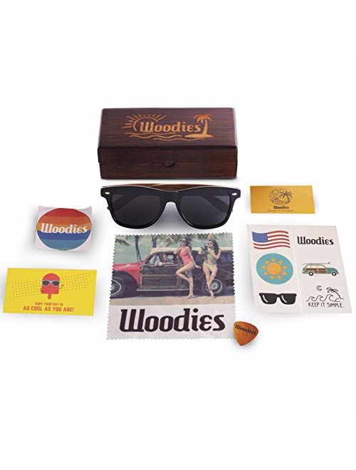 Woodies Walnut Wood Sunglasses with Polarized Lens in Wood Display Box for Men and Women