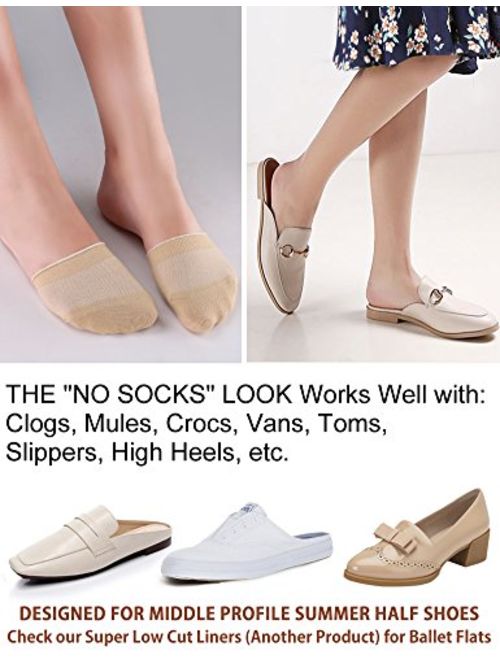 VERO MONTE 6 Pairs Toe Topper Socks Women - Half Socks Women No Show Liner Socks