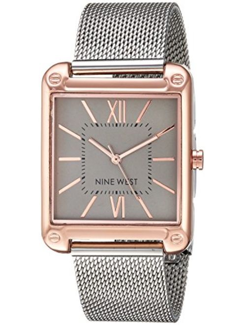 Nine West Women's Rose Gold-Tone and Silver-Tone Mesh Bracelet Watch