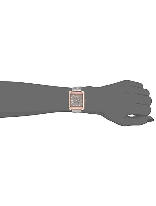 Nine West Women's Rose Gold-Tone and Silver-Tone Mesh Bracelet Watch