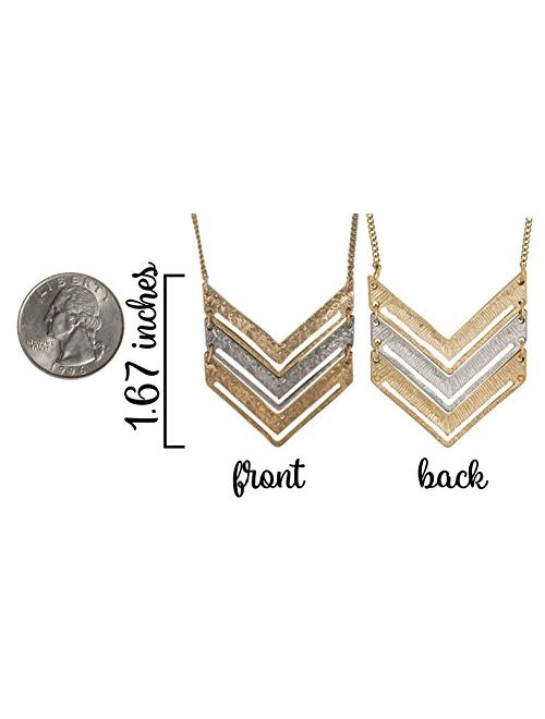 SPUNKYsoul New! Chevron Mid-Length Necklace Gold and Silver 2 Toned Collection