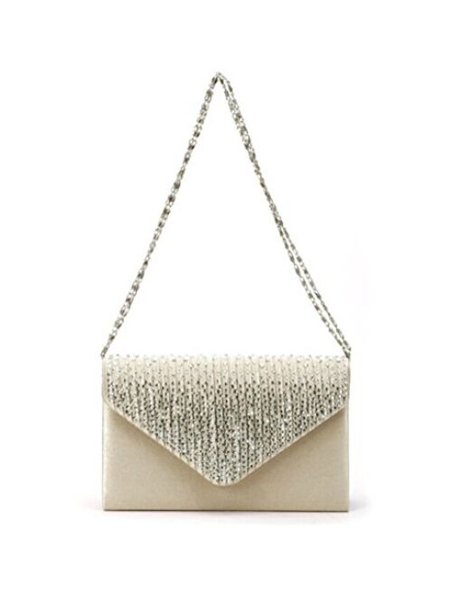 U-Story Women's Rhinestone Satin Frosted Evening Wedding Clutch Bag Handbag Purse