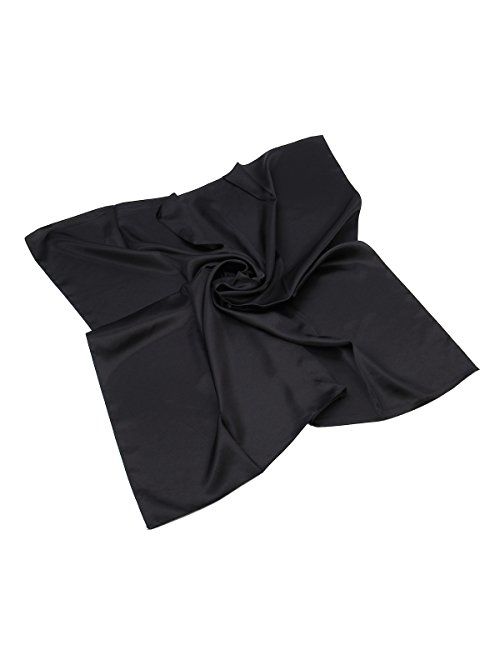 Elegant Large Silk Feel Solid Color Satin Square Scarf Wrap, 36 inch