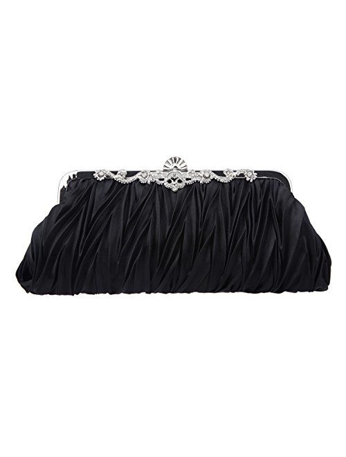 Fawziya Satin Pleated Clutch Purses For Women Evening Clutches For Wedding And Party