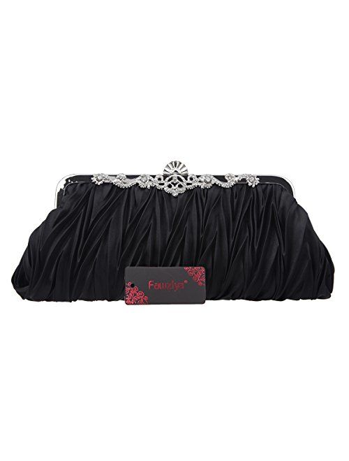 Fawziya Satin Pleated Clutch Purses For Women Evening Clutches For Wedding And Party