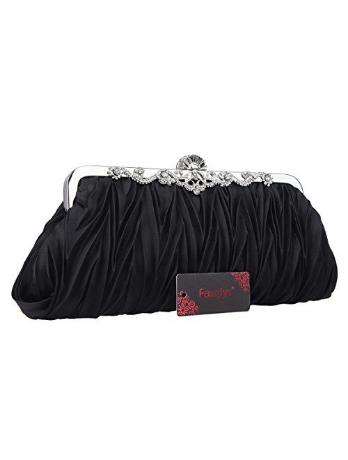 Fawziya Satin Pleated Clutch Purses For Women Evening Clutches For Wedding And Party
