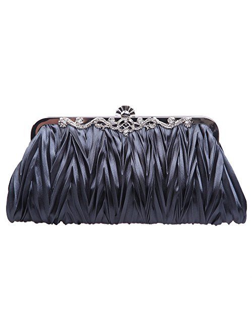 Fawziya Satin Pleated Clutch Purses For Women Evening Clutches For Wedding And Party