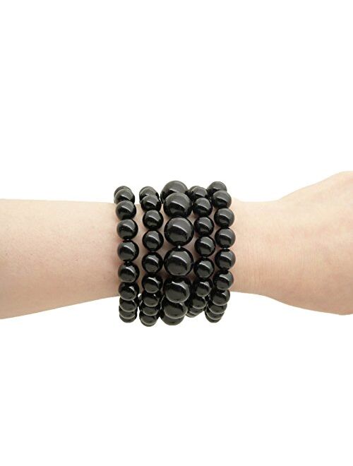 Women's Simulated Pearl Stretch Bracelet Stack 5 Piece Set (Many Colors Available)