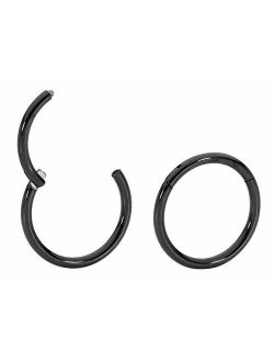 365 Sleepers 1 Pair Stainless Steel 18G (Thin) Hinged Segment Ring Hoop Sleeper Earrings Body Piercing 5mm / 6mm / 7mm / 8mm / 9mm / 10mm / 11mm / 12mm / 13mm