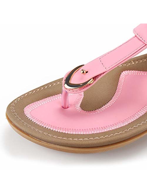 Harence Women's Summer Sandals Casual Comfortable Flip Flops Beach Shoes Ankle T-Strap Thong Elastic Flat Sandals for Women