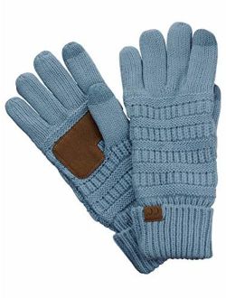 C.C Unisex Cable Knit Inner Lined Anti-Slip Touchscreen Texting Gloves