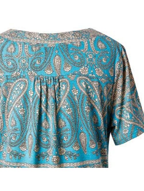 FOLUNSI Womens Plus Size Short Sleeve Henley Shirt V Neck Floral Blouses Tunic Tops M-4XL