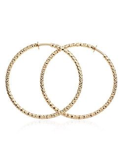 PammyJ Large 2" Round Hoop Fashion CLIP-ON Earrings, Goldtone Silvertone