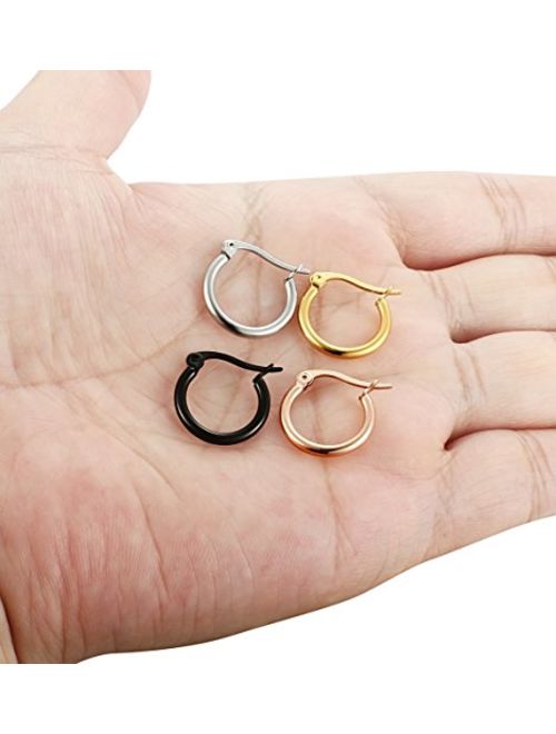 ORAZIO 4 Pairs Stainless Steel Hoop Earrings Set Cute Huggie Earrings for Women,4 Colors a Set