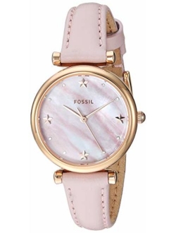 Women's Carlie Mini Stainless Steel and Leather Quartz Watch