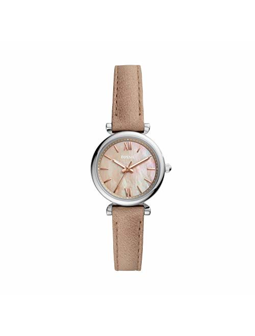 Fossil Women's Carlie Mini Stainless Steel and Leather Quartz Watch