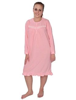 Beverly Rock Women's Warm Soft Fleece Floral Print Long Sleeve Nightgown