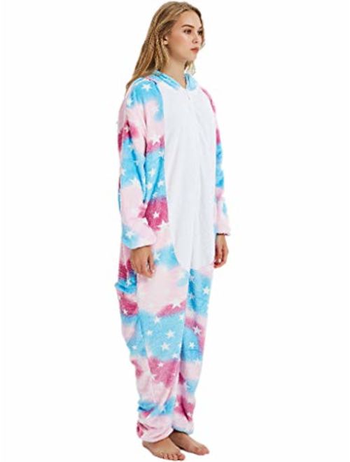 iSZEYU Unicorn Onesies for Women Adult Onsie Pajamas Sleeper Halloween Costumes