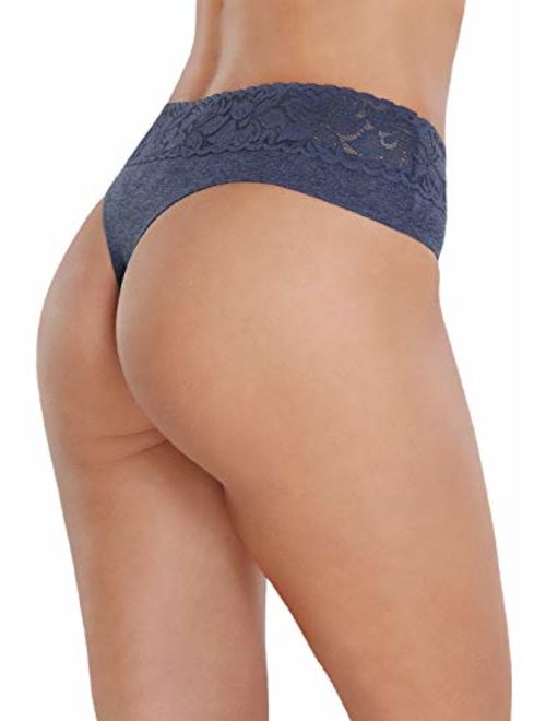 Cotton Seamless Thongs for Women No Show LaceThong Underwear G String Panties