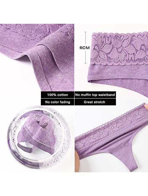 Cotton Seamless Thongs for Women No Show LaceThong Underwear G String Panties
