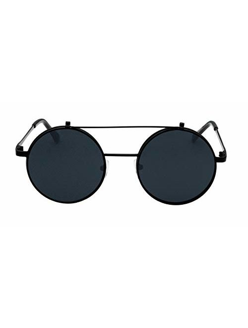 J&L Glasses Retro Flip-Up Round Goggles Seampunk Sunglasses